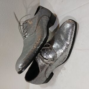 Silver Sequin Men's Dress Shoes